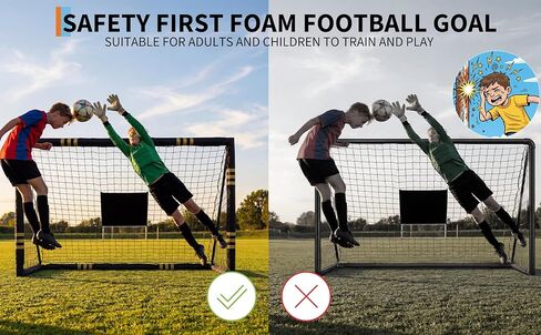 هدف كرة القدم في الفناء الخلفي PeakPursuit مقاس 8 × 5 أقدام، شبكة كرة قدم بإطار معدني شديد التحمل مع إسفنجة لؤلؤية مضادة للتصادمات، عمود هدف مبطن بالفوم مقاوم للطقس، سهل التجميع in Kuwait