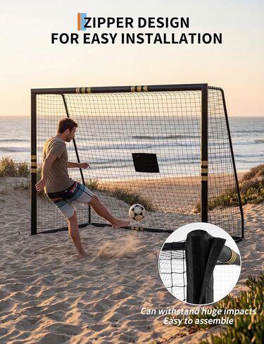 هدف كرة القدم في الفناء الخلفي PeakPursuit مقاس 8 × 5 أقدام، شبكة كرة قدم بإطار معدني شديد التحمل مع إسفنجة لؤلؤية مضادة للتصادمات، عمود هدف مبطن بالفوم مقاوم للطقس، سهل التجميع in Kuwait