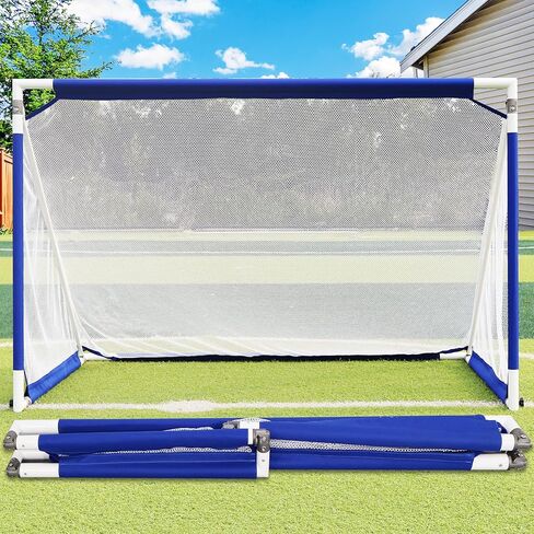 Patented Aluminum Soccer Goal – No-Wobble Design, 10 Second Quick Fold, 4x2.5/5x3/6x4 FT Portable Football Goals for Backyard, Mini Soccer Goal for All Ages Training & Travel with Carry Bag in Kuwait