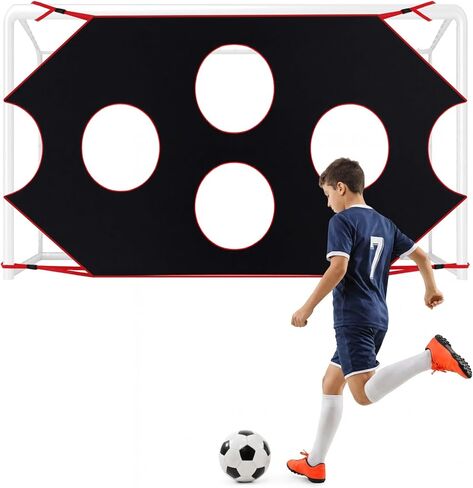 Outus Soccer Target Net Compatible with 12x6 ft Goal Adjustable Training Aid Equipped with 10 Holes Target Portable Soccer Accessories Practice Shooting and Passing Accuracy for Outdoor Activities in Saudi Arabia