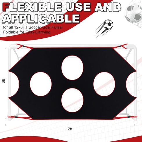 Outus Soccer Target Net Compatible with 12x6 ft Goal Adjustable Training Aid Equipped with 10 Holes Target Portable Soccer Accessories Practice Shooting and Passing Accuracy for Outdoor Activities in Saudi Arabia