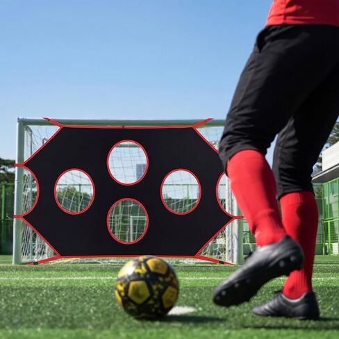 Outus Soccer Target Net Compatible with 12x6 ft Goal Adjustable Training Aid Equipped with 10 Holes Target Portable Soccer Accessories Practice Shooting and Passing Accuracy for Outdoor Activities in Saudi Arabia