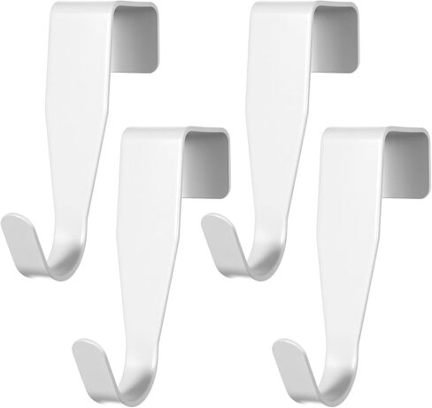 4 PCS over the Cabinet Door Hooks 0.9" Carbon Steel Hanger Hook over the Door Drawer Hooks J-Shape No Drill Metal Heavy Duty Easy to Install Hook for Hanging Stocking Clothes Kitchen Bathroom (White) in Saudi Arabia