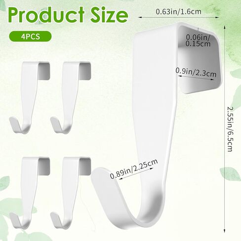 4 PCS over the Cabinet Door Hooks 0.9" Carbon Steel Hanger Hook over the Door Drawer Hooks J-Shape No Drill Metal Heavy Duty Easy to Install Hook for Hanging Stocking Clothes Kitchen Bathroom (White) in Saudi Arabia