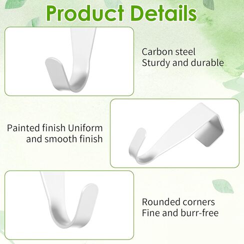 4 PCS over the Cabinet Door Hooks 0.9" Carbon Steel Hanger Hook over the Door Drawer Hooks J-Shape No Drill Metal Heavy Duty Easy to Install Hook for Hanging Stocking Clothes Kitchen Bathroom (White) in Saudi Arabia