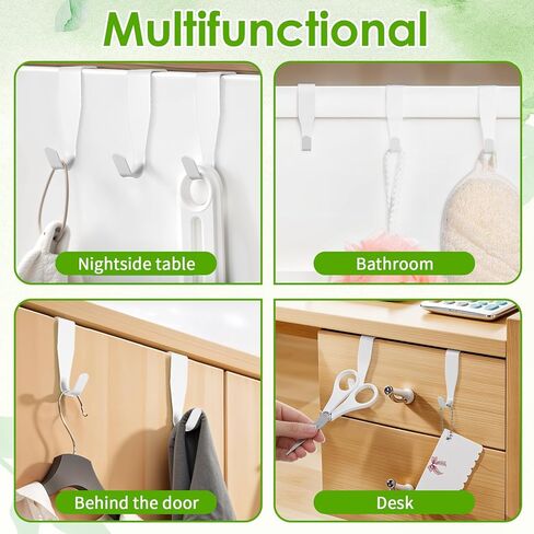 4 PCS over the Cabinet Door Hooks 0.9" Carbon Steel Hanger Hook over the Door Drawer Hooks J-Shape No Drill Metal Heavy Duty Easy to Install Hook for Hanging Stocking Clothes Kitchen Bathroom (White) in Saudi Arabia