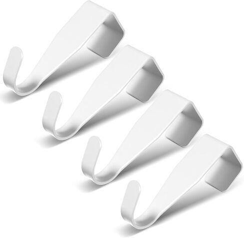 4 PCS over the Cabinet Door Hooks 0.9" Carbon Steel Hanger Hook over the Door Drawer Hooks J-Shape No Drill Metal Heavy Duty Easy to Install Hook for Hanging Stocking Clothes Kitchen Bathroom (White) in Saudi Arabia