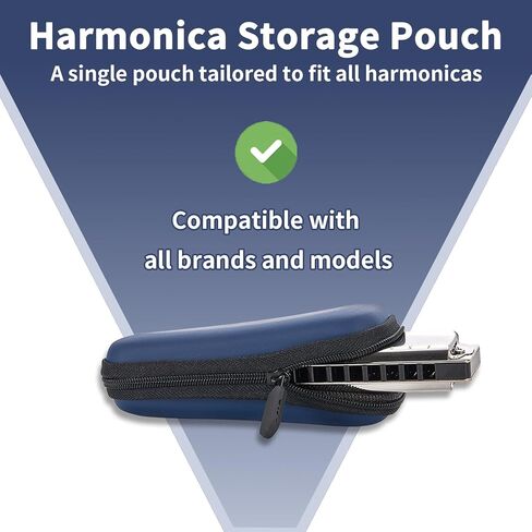 10 Hole Blues Harmonica EVA Case With Zipper – Shockproof Portable Carrying Bag With Cleaning Cloth For Diatonic Harmonica Players in Kuwait