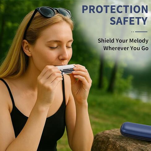 10 Hole Blues Harmonica EVA Case With Zipper – Shockproof Portable Carrying Bag With Cleaning Cloth For Diatonic Harmonica Players in Kuwait