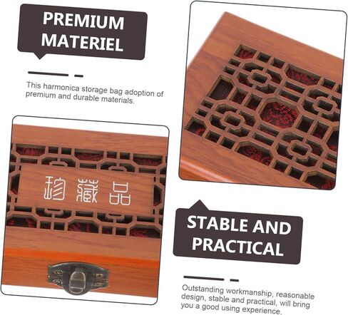 Milisten Harmonica Storage Box Carrying Case for 24-Hole Harmonica Wooden Protective Musical Instrument Case with Flexible Lid Compact Lightweight Travel Pouch in Kuwait