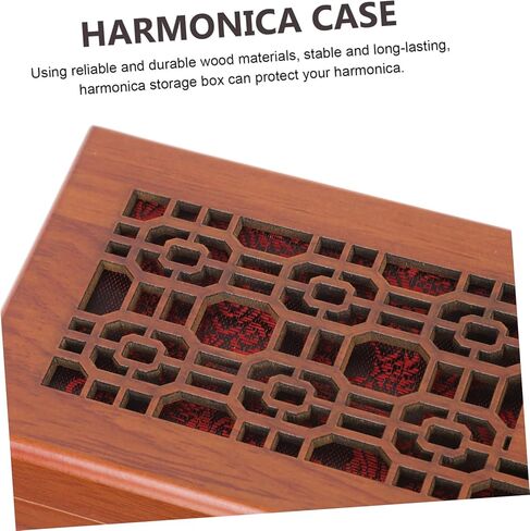 Milisten Harmonica Storage Box Carrying Case for 24-Hole Harmonica Wooden Protective Musical Instrument Case with Flexible Lid Compact Lightweight Travel Pouch in Kuwait