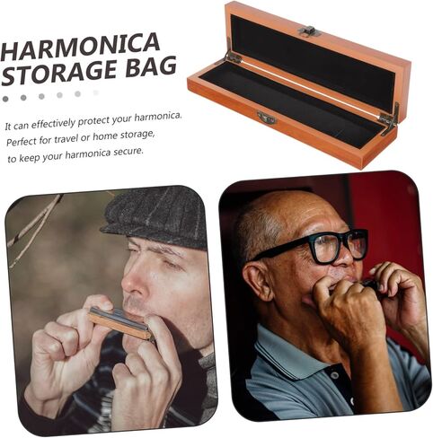 Milisten Harmonica Storage Box Carrying Case for 24-Hole Harmonica Wooden Protective Musical Instrument Case with Flexible Lid Compact Lightweight Travel Pouch in Kuwait