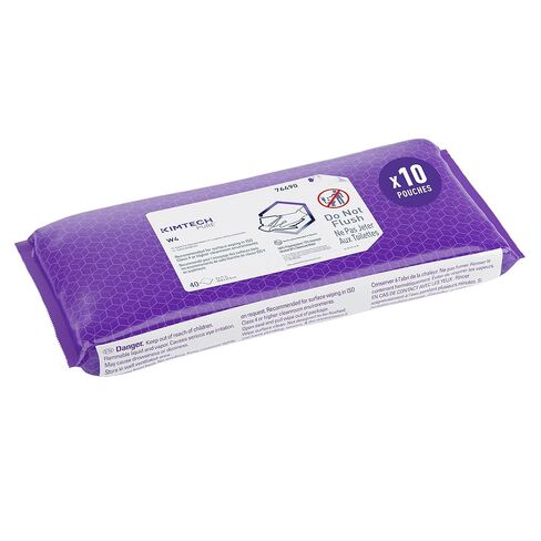Kimtech Pure W4 PreSat Sterile Wipers (76490), 70% Isopropyl Alcohol with Anti-Stat Resealable Pouch, 11" x 9", White, 10 Pouches of 40 Wipes / Case (400 per case) in Kuwait