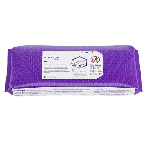 Kimtech Pure W4 PreSat Sterile Wipers (76490), 70% Isopropyl Alcohol with Anti-Stat Resealable Pouch, 11" x 9", White, 10 Pouches of 40 Wipes / Case (400 per case) in Kuwait