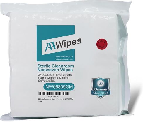 AAWipes Cleanroom Nonwoven Wipes Sterile 6" x 6" (Bag of 300 Pcs) for Lab NW06809GM in Saudi Arabia
