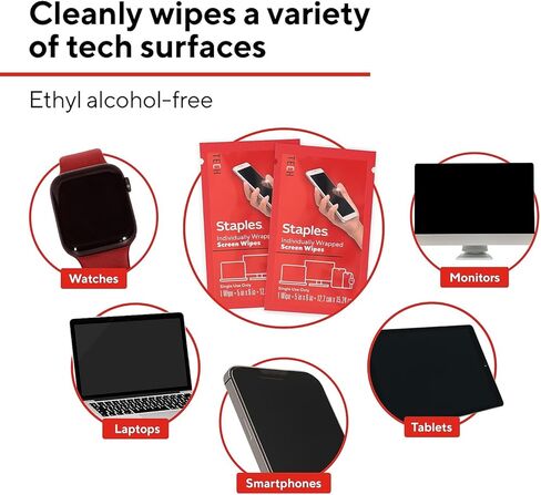 Screen Cleaning Wipes, Individually Wrapped, Streak-Free for Monitors/Phones/Laptops, 200-Pack in Kuwait