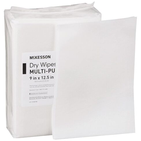 McKesson Multi-Purpose Dry Wipes - Disposable, Medium Duty, Non-Sterile - White, 9 in x 12 1/2 in, 48 Wipes, 1 Pack in Saudi Arabia