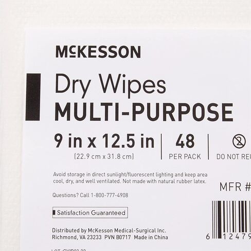 McKesson Multi-Purpose Dry Wipes - Disposable, Medium Duty, Non-Sterile - White, 9 in x 12 1/2 in, 48 Wipes, 1 Pack in Saudi Arabia