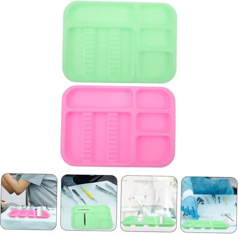 2pcs Colorful Mini Storage Instrument Plates for Clinics Home Use and Laboratories Easy to Clean Compartment Design for Organized Storage in Saudi Arabia