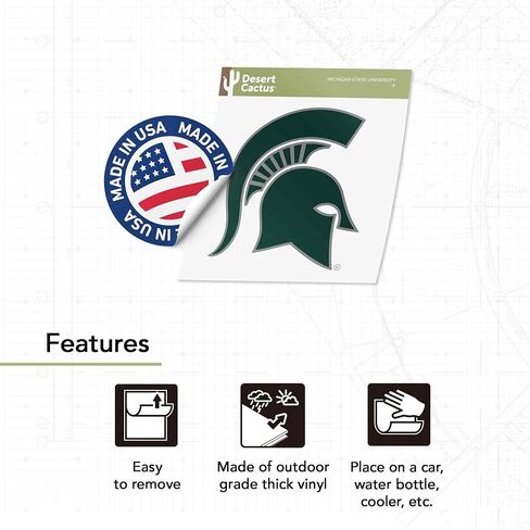Desert Cactus Michigan State University Sticker Spartans MSU Vinyl Decal Laptop Water Bottle Car Scrapbook (IND 4) in Kuwait