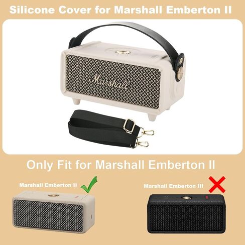 TXEsign Silicone Cover Case for Marshall Emberton II Bluetooth Speaker, Protective Skin Cover Travel Carrying Case Replacement Speaker Cover with Handle Strap and Shoulder Strap (Case Only)(Black) in Saudi Arabia
