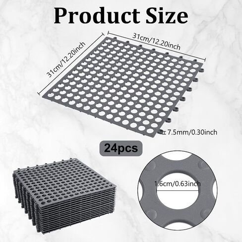 24 Pack Non Slip Shower Floor Mat, 12.2x12.2Inch Soft PVC Non Slip Shower Floor Mat Drainage Interlocking Floor Tiles for Drain Pool Patio Balcony Kennel Poultry Floor Grid, Gray in Kuwait