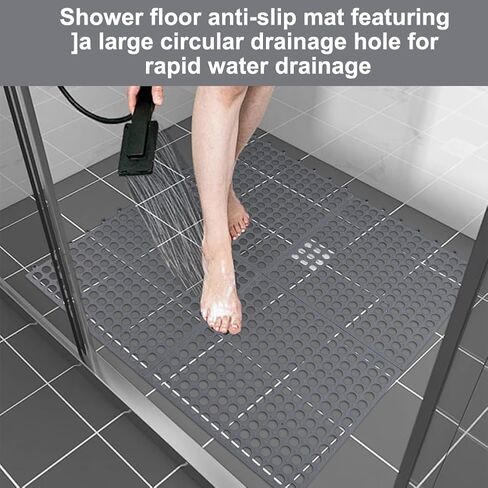24 Pack Non Slip Shower Floor Mat, 12.2x12.2Inch Soft PVC Non Slip Shower Floor Mat Drainage Interlocking Floor Tiles for Drain Pool Patio Balcony Kennel Poultry Floor Grid, Gray in Kuwait
