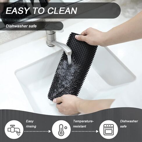 simarro 4 Pcs Thick Rubber Bar Mats for Bartending, 2 Different Sizes 18" X 12"+24" X 3" Black Large Bar Service Mat Durable Non-Slip Coffee Spill Mat for Countertop for Home Kitchen in Kuwait