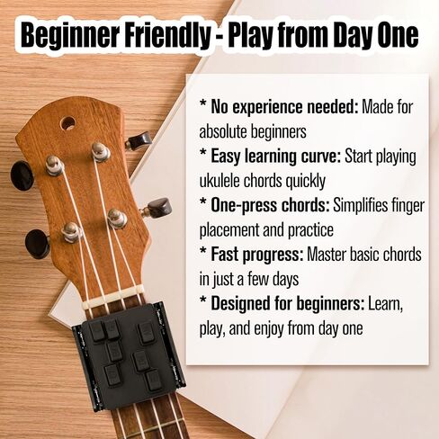 Ukulele Chord Presser Practice Tool for Beginners, Assisted Learning Trainer Aid, Easy Press Kit Attachment Eliminates Finger Pain for 23 Inches and 26 Inches Ukulele in Kuwait