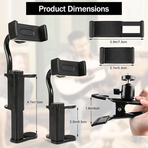 حامل هاتف الجيتار، مع نمطين، حامل هاتف الجيتار القابل للتعديل هذا يناسب الجيتارات/القيثارة (سُمك 2.36 بوصة - 4.13 بوصة) إنه مثالي للدروس وتسجيل الدروس المباشرة in Kuwait