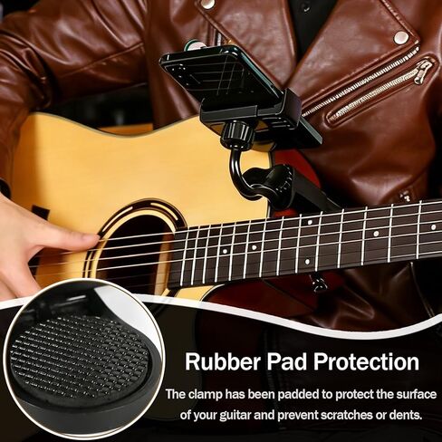 حامل هاتف الجيتار، مع نمطين، حامل هاتف الجيتار القابل للتعديل هذا يناسب الجيتارات/القيثارة (سُمك 2.36 بوصة - 4.13 بوصة) إنه مثالي للدروس وتسجيل الدروس المباشرة in Kuwait
