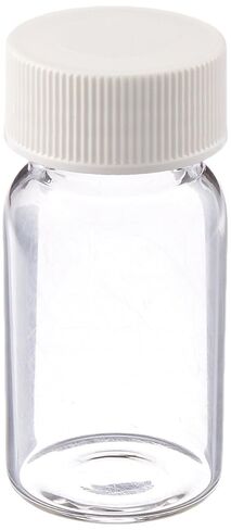 JG Finneran 9-088-3 Clear Borosilicate Glass Precleaned and Certified VOA Vial with White Polypropylene Solid Top Closure and PTFE Lined, 24-400mm Cap Size, 20mL Capacity (Pack of 100) in Saudi Arabia
