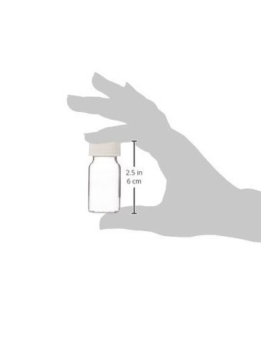 JG Finneran 9-088-3 Clear Borosilicate Glass Precleaned and Certified VOA Vial with White Polypropylene Solid Top Closure and PTFE Lined, 24-400mm Cap Size, 20mL Capacity (Pack of 100) in Saudi Arabia