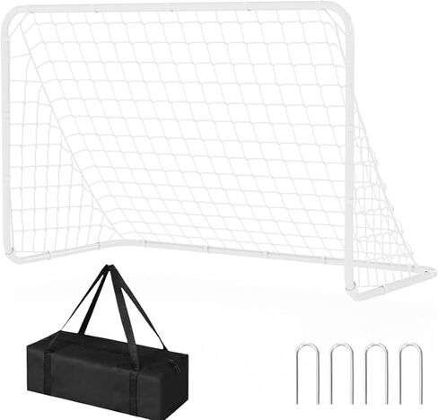 أهداف كرة قدم مقاس 6 × 4 أقدام للفناء الخلفي، شبكة كرة قدم بإطار فولاذي مع 4 أوتاد أرضية، هدف كرة قدم محمول، إعداد سهل للتدريب واللعب التنافسي in Kuwait