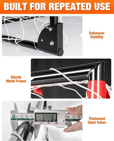 8x5 FT Soccer Goal for Backyard | Foldable Soccer Net with Metal Frame | Portable Training Goal for Home Practice, Park & Beach Use in Kuwait