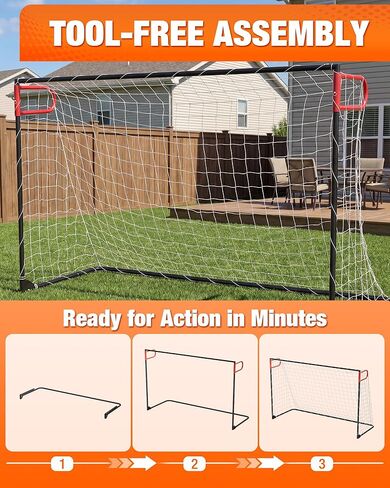 8x5 FT Soccer Goal for Backyard | Foldable Soccer Net with Metal Frame | Portable Training Goal for Home Practice, Park & Beach Use in Kuwait
