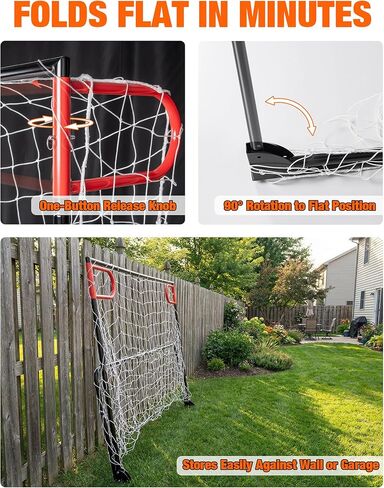 8x5 FT Soccer Goal for Backyard | Foldable Soccer Net with Metal Frame | Portable Training Goal for Home Practice, Park & Beach Use in Kuwait