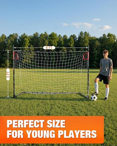 8x5 FT Soccer Goal for Backyard | Foldable Soccer Net with Metal Frame | Portable Training Goal for Home Practice, Park & Beach Use in Kuwait