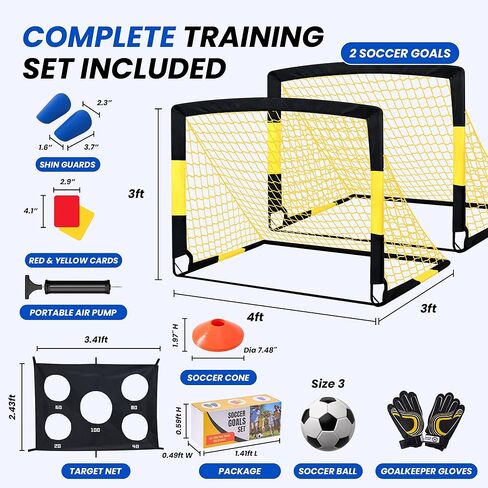 EcoKitchen5Stars Pop Up Soccer Goals Set of 2, 4x3 ft Portable Soccer Goal for Kids, Soccer Net for Backyard with Carry Bag, Small Foldable Indoor Outdoor Training Equipment for Toddlers and Youth. in Saudi Arabia