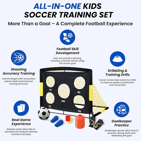 EcoKitchen5Stars Pop Up Soccer Goals Set of 2, 4x3 ft Portable Soccer Goal for Kids, Soccer Net for Backyard with Carry Bag, Small Foldable Indoor Outdoor Training Equipment for Toddlers and Youth. in Saudi Arabia