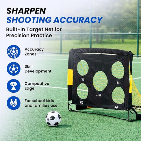 EcoKitchen5Stars Pop Up Soccer Goals Set of 2, 4x3 ft Portable Soccer Goal for Kids, Soccer Net for Backyard with Carry Bag, Small Foldable Indoor Outdoor Training Equipment for Toddlers and Youth. in Saudi Arabia