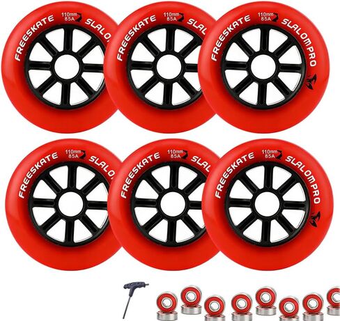 6-Pack Inline Skate Replacement Wheels 100mm 110mm Inline Wheels 85A PU with Pre-Installed ABEC-11 Bearings for 3-Wheel Speed Skate (Blue,100mm) in Saudi Arabia