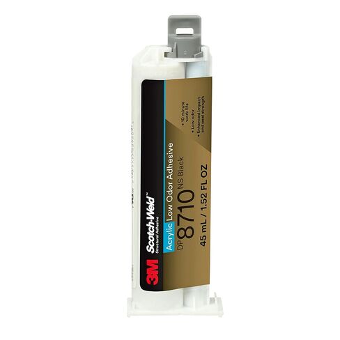 لاصق أكريليك 3M Scotch-Weld منخفض الرائحة DP8710NS، 8710، أسود، غير قابل للاشتعال، الحد الأدنى من إعداد السطح، 45 مل (1.52 أونصة سائلة) ثنائي باك، 1 لكل منهما in Saudi Arabia
