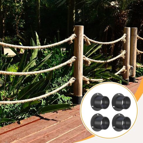 غطاء نهاية حبل مقاس 2 بوصة - 4 عبوات، 304 من الفولاذ المقاوم للصدأ مطلي باللون الأسود لدعم الأرصفة وأسطح المارينا والدرابزين الخارجي in Kuwait