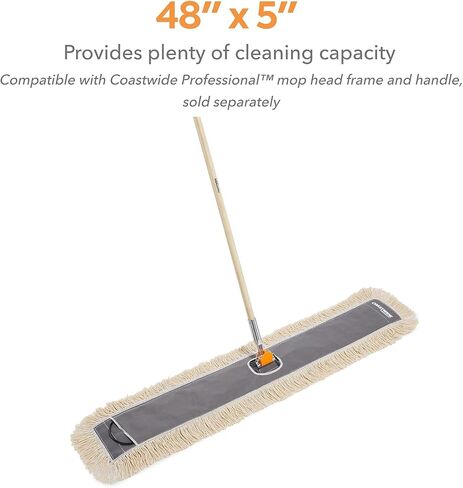 Professional Cut-End Dust Mop Head, Cotton, 48" x 5", White in Kuwait