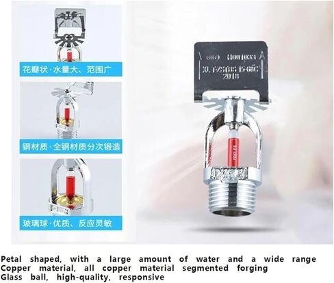 1/2" DN15 Fire Sprinkler Head, 68° Sidewall Spray Nozzle, Copper Water for Protection in Kuwait