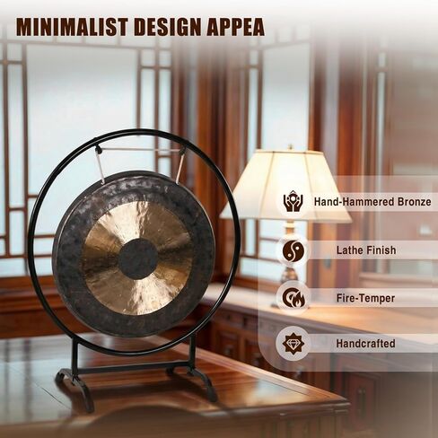 18in Mini Gong with Mallet Metal Gong Stand at The Seaside C-Stand Sound Healing Gongs for Therapys Yoga Various Small Spaces Long Sustain in Kuwait