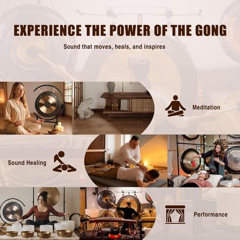 18in Mini Gong with Mallet Metal Gong Stand at The Seaside C-Stand Sound Healing Gongs for Therapys Yoga Various Small Spaces Long Sustain in Kuwait