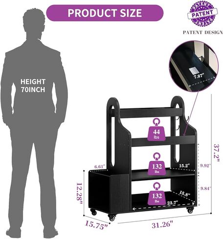 Weight Rack for Dumbbells, Home Gym Storage Rack Yoga Mat Holder with Wheels and Hooks, All in One Workout Storage for Yoga Mat, Foam Roller, Gym Organizer Storage for Home Exercise(Wood) in Saudi Arabia