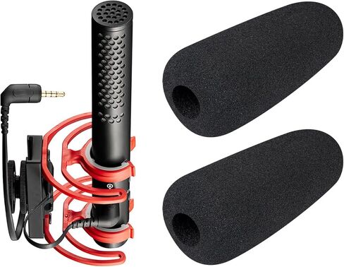 SOULWIT 2Pcs Microphones Pop Filter for Rode VideoMic NTG, Protective Mic Cover Windscreen Foam - Black in Saudi Arabia